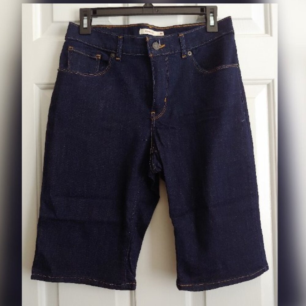 LEVI'S Bermuda Shorts Dark Blue High Rise Jeans 28